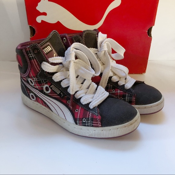 First round plaid; high top Puma; Size 5.5 - Picture 3 of 8